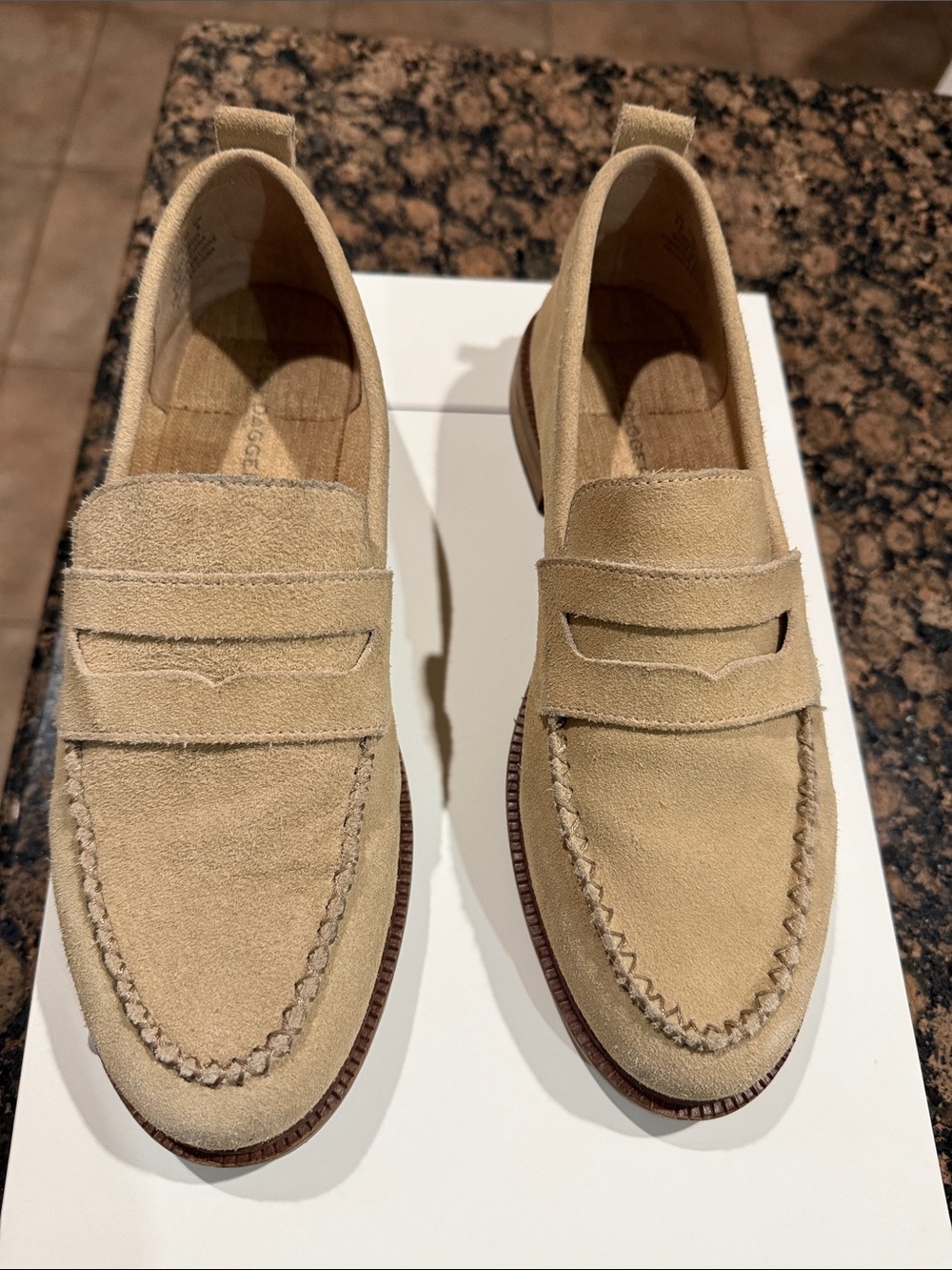 Women’s Suede Penny Loafers in Beige